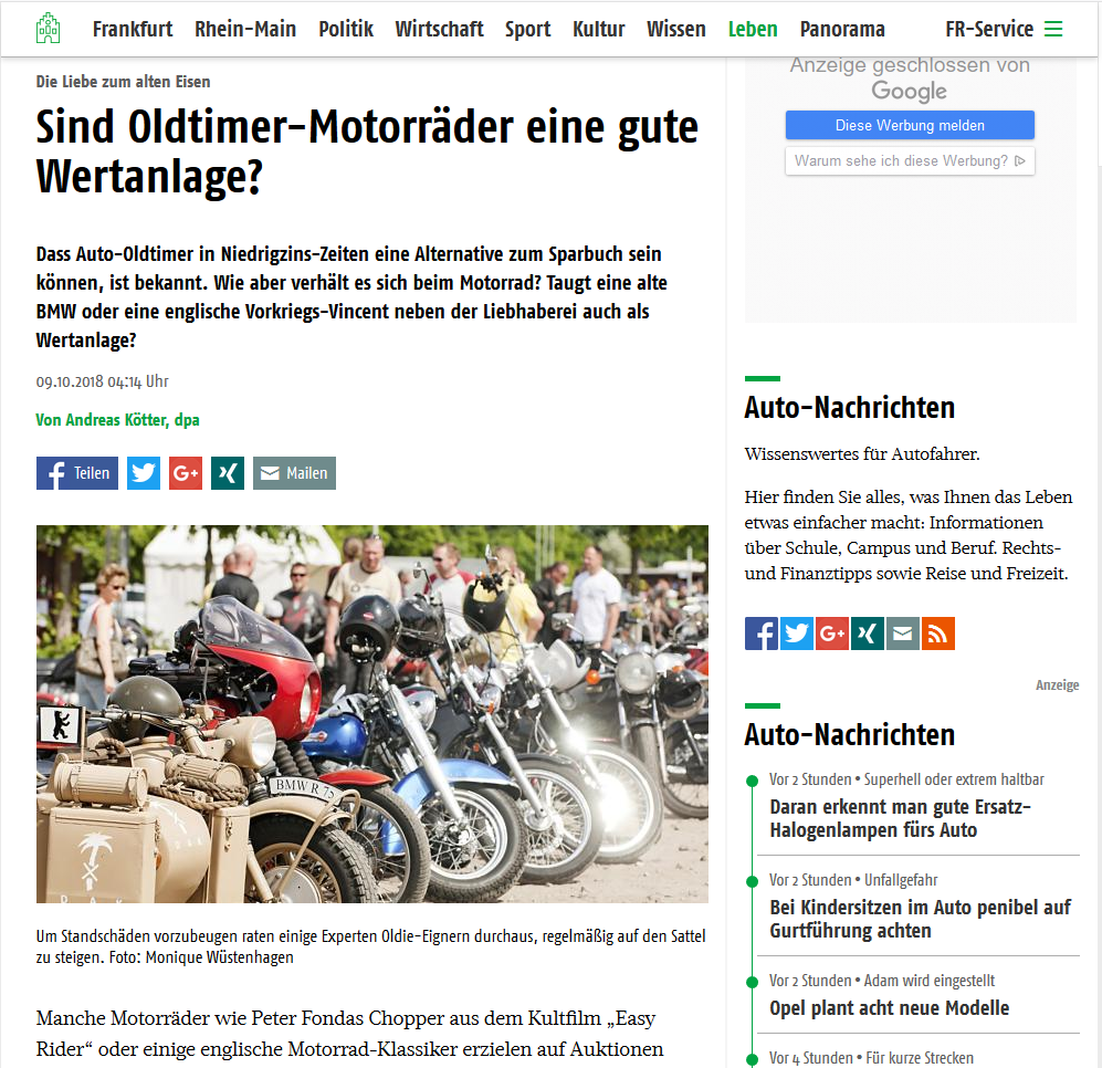 Motorräder Wertanlage - Interview Frank Ehlert